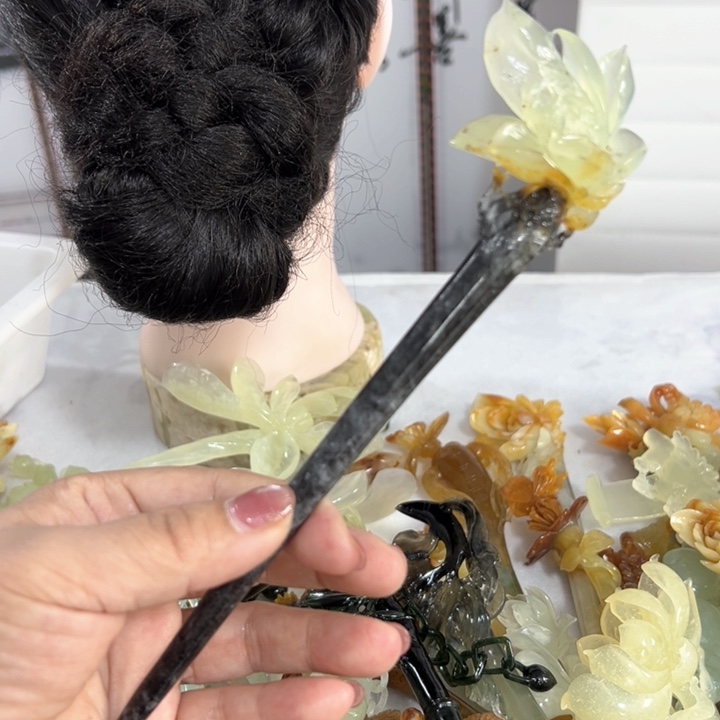 定制蛇纹石玉可**店毛货发饰