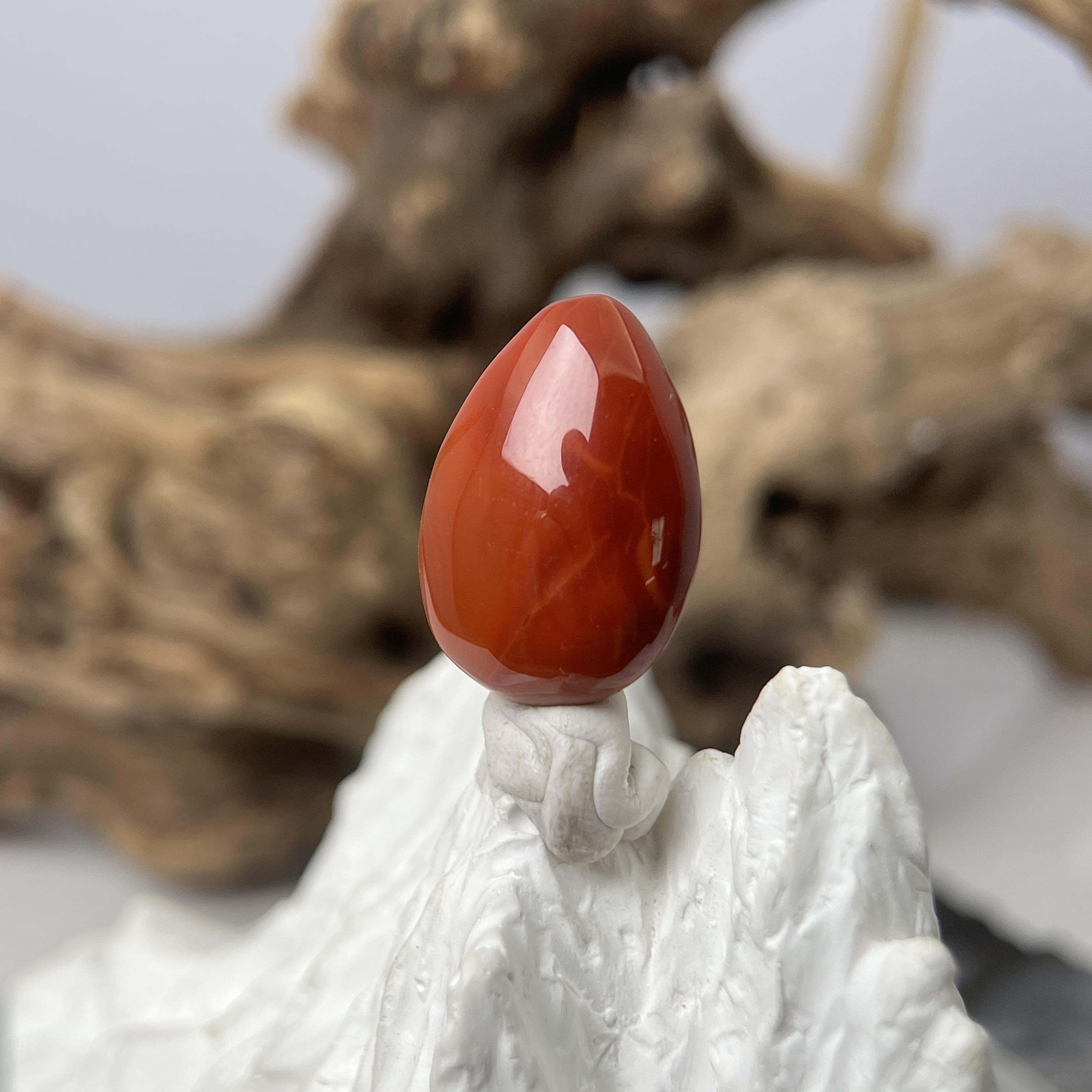 GG40705原矿九口鸡血包浆南红水滴型吊坠挂件20.7*14.6mm