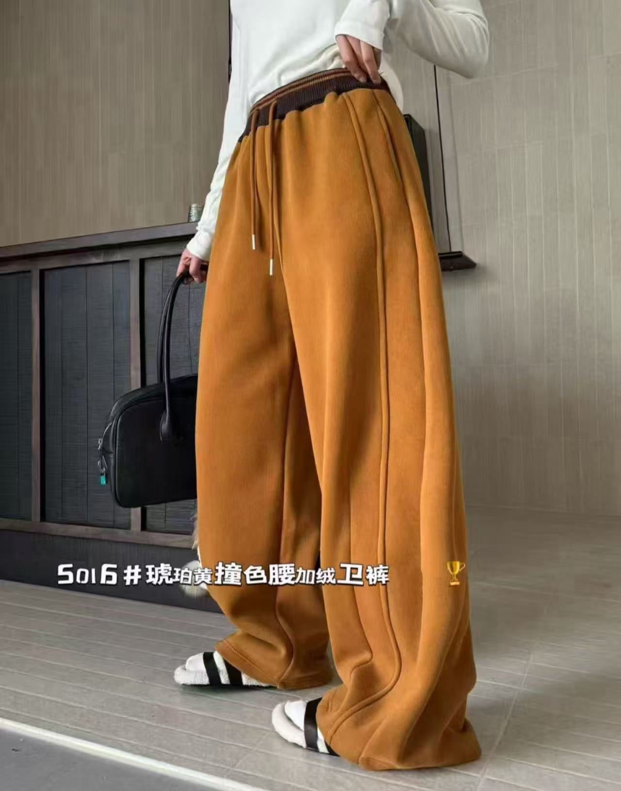【5016】奈#松紧腰直筒宽松休闲裤