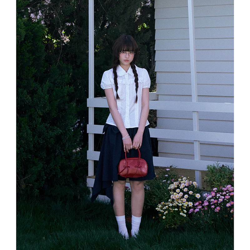 梗豆Kyouko 夏日少女感满分 泡泡袖衬衫套装