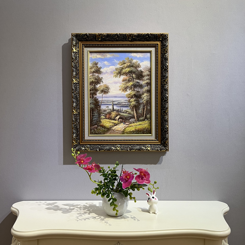 纯手绘古典风景油画玄关餐厅卧室书房美式挂画，尺寸45x55