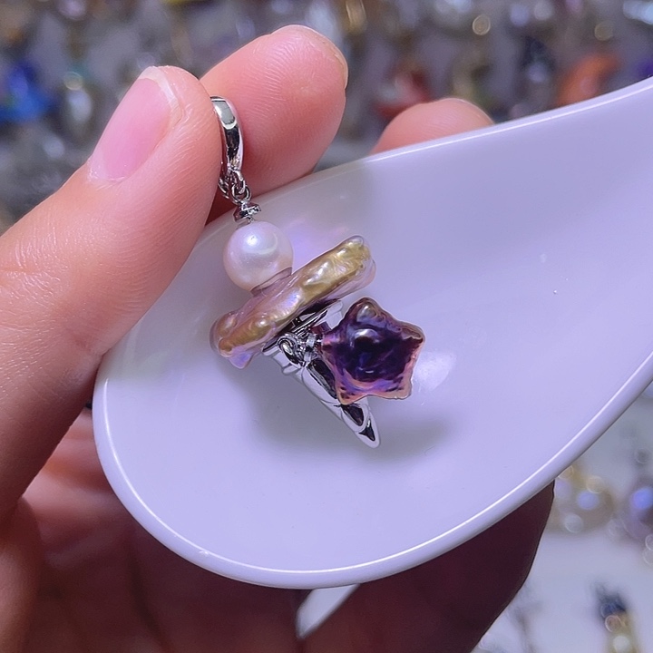 心***梁淡水珍珠颈饰合金47