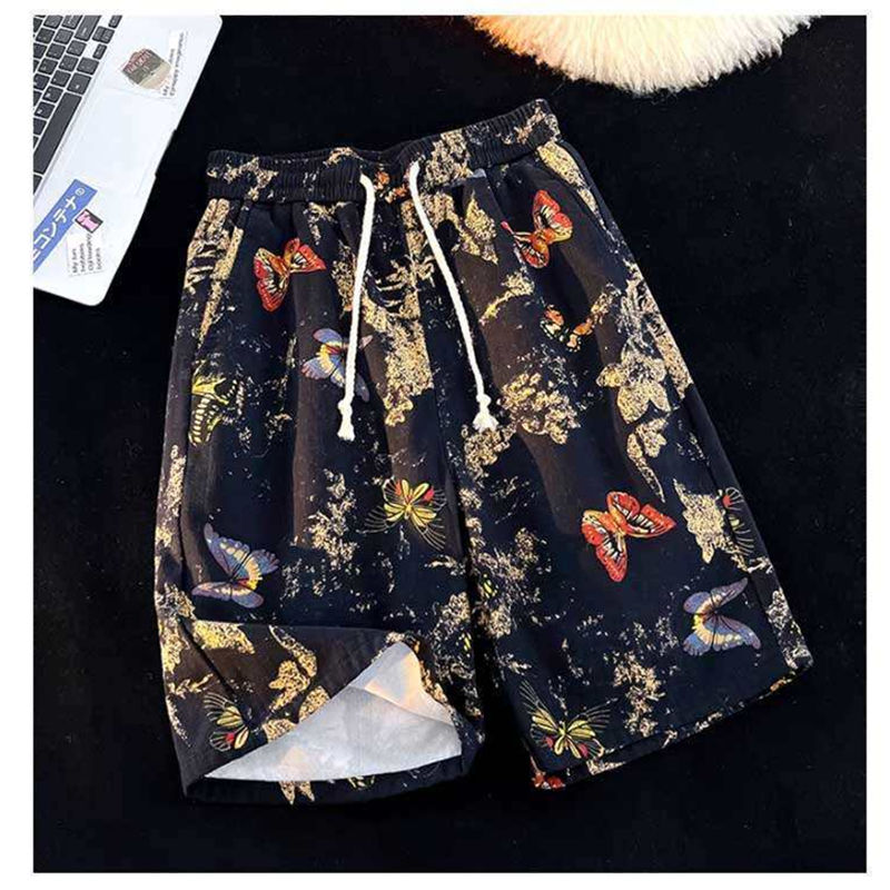 夏季薄款花短裤男士外穿2025新款透气潮牌宽松五分裤时尚休闲中裤