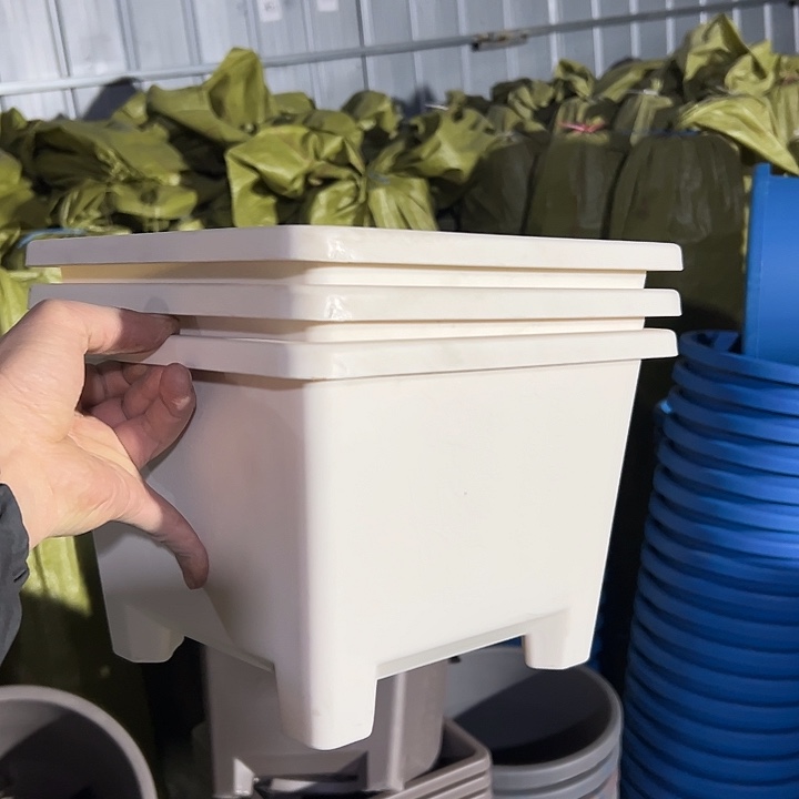 微瑕米白方球根26外径19高3个盆