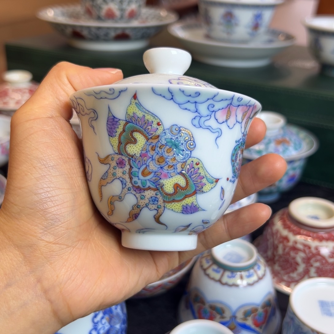 H冉月观隐风筝盖碗