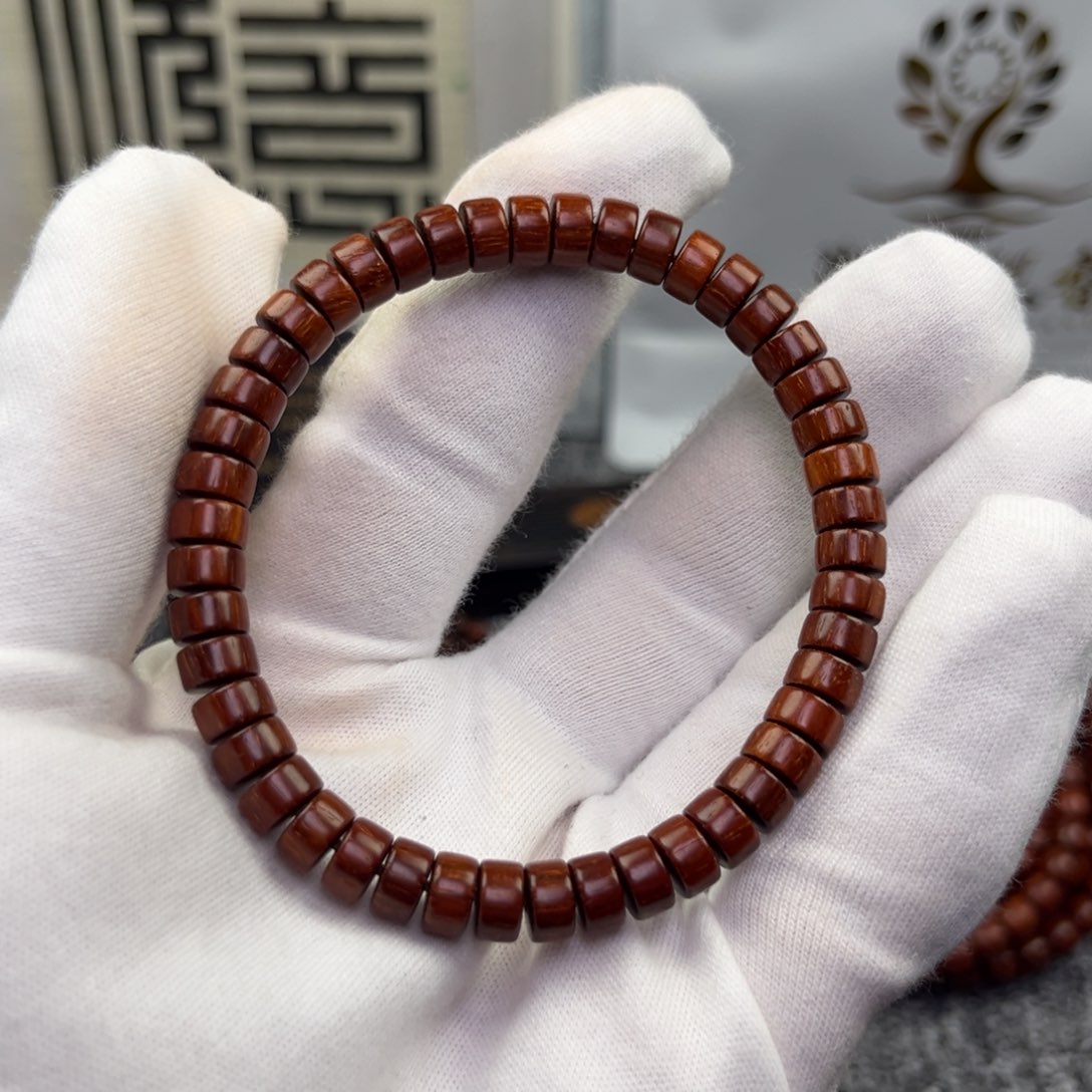 小叶紫檀手串/手链4*7 药片珠高油高密鳞格纹