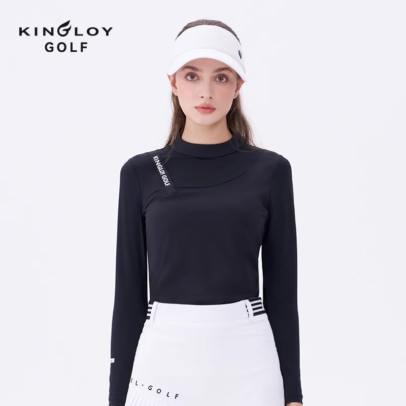 KINGLOY【凉感速干】高尔夫女装长袖T恤夏弹力半高领打底衫女士长袖