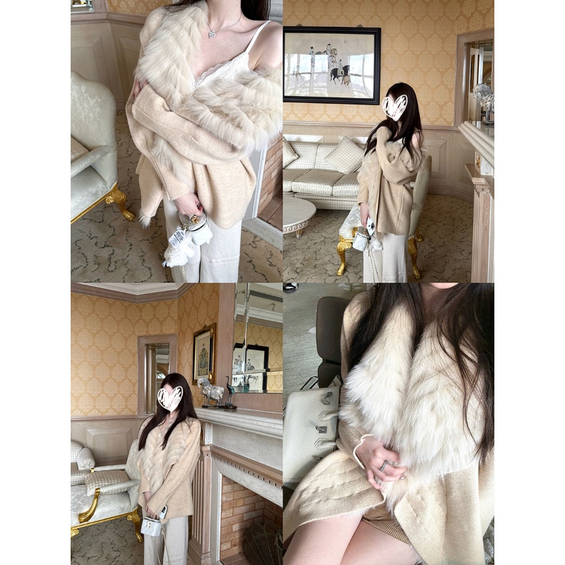 大翻领毛领外套宽松洋气毛毛大衣百搭休闲长袖上衣女秋冬00790