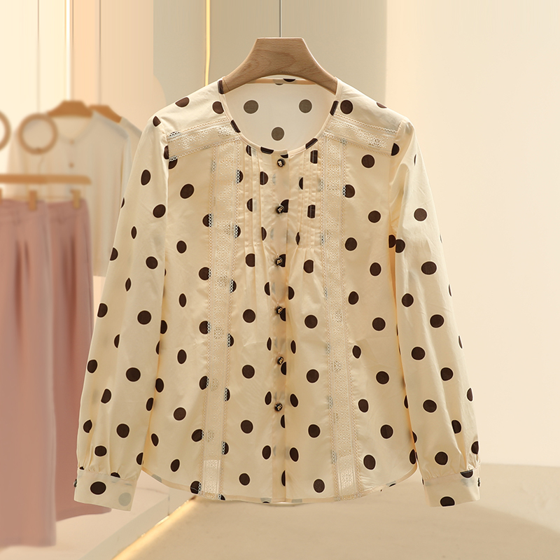 【檬】波点简约气质洋气长袖小衫2025春季新款专柜撤柜女装