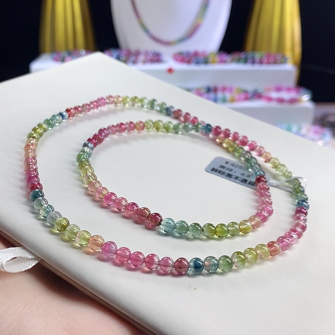 未镶嵌手链碧玺西瓜三圈