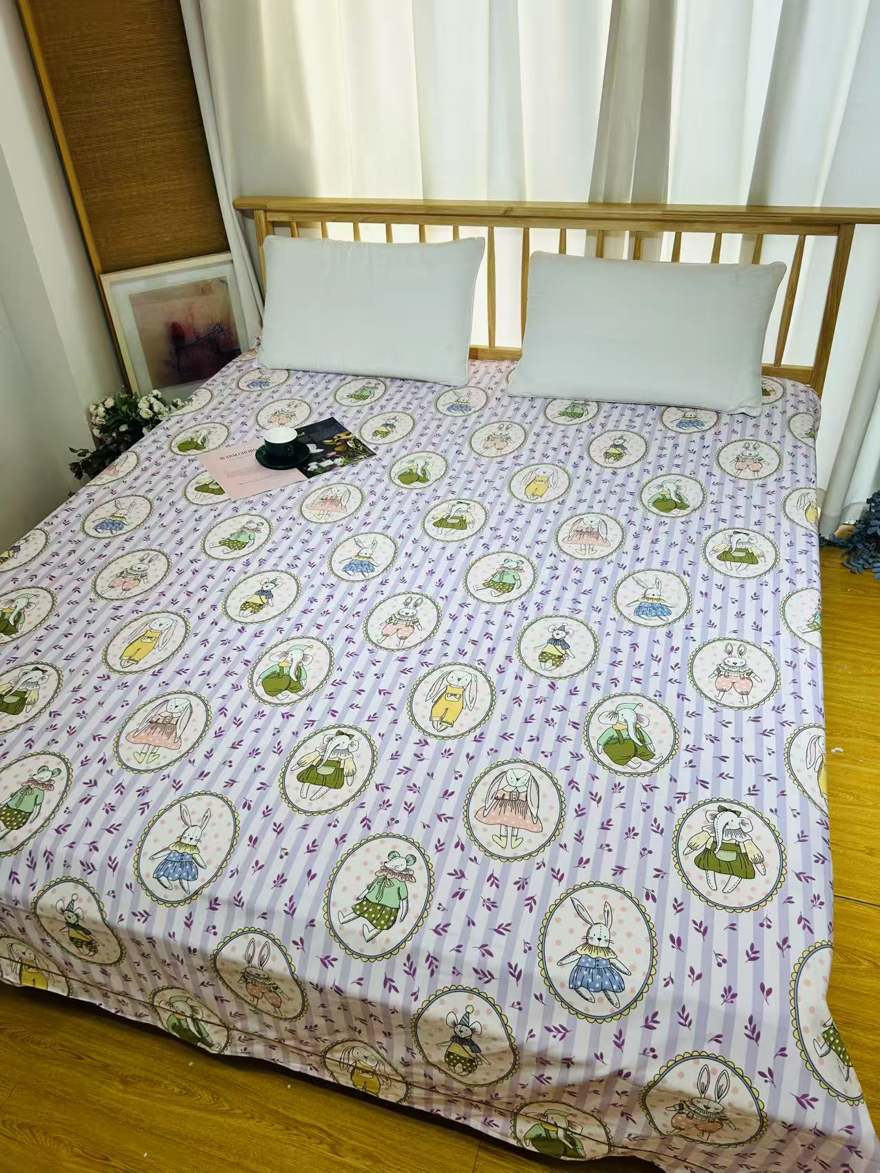 蒂伯莎菲纯棉单凉席245*250微瑕～F537（玩偶兔）会缩水