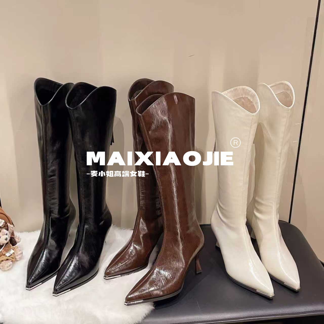 【尖头细跟】女神降临高端品牌瘦瘦靴高跟靴显瘦气质加绒时装