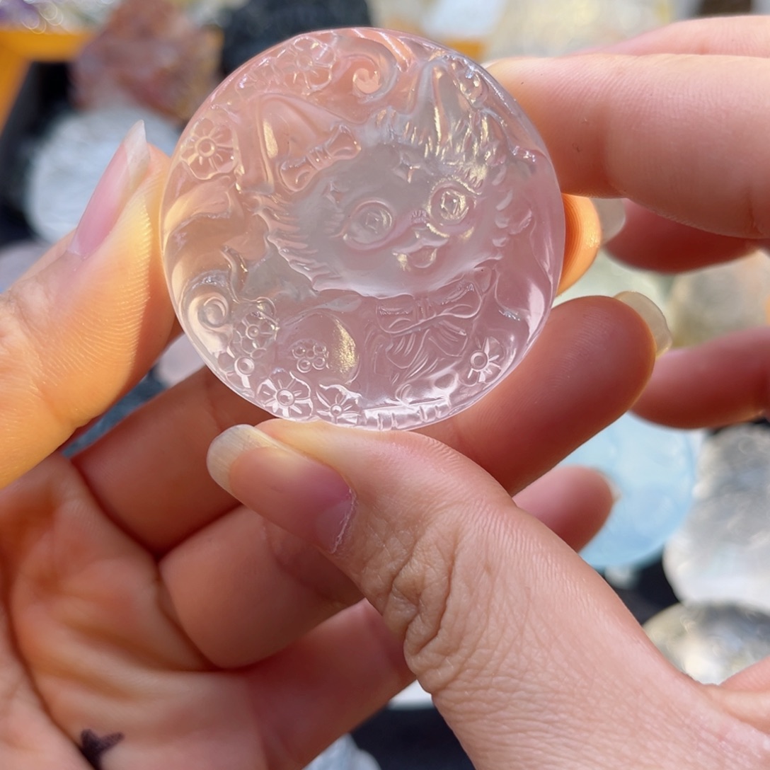 水晶颈饰未镶嵌白*团粉水星星眼35