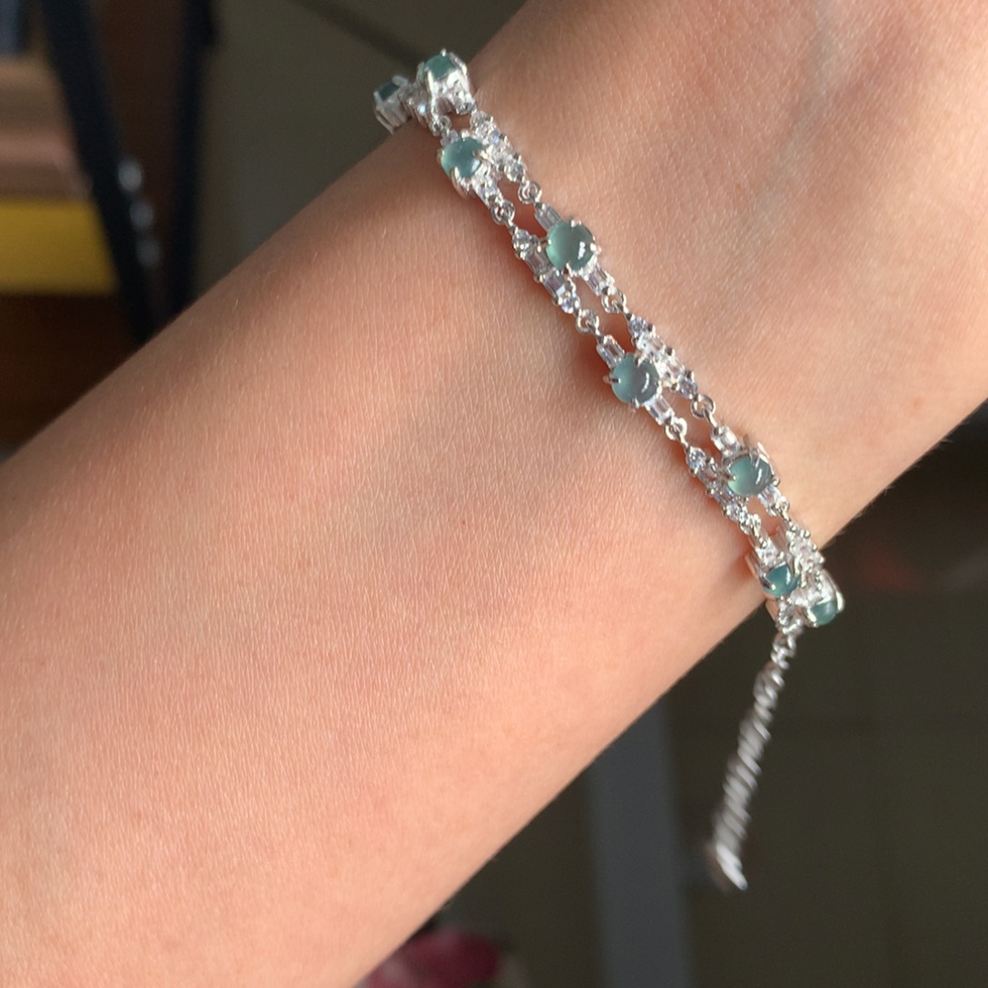 翡翠银S925镶嵌颈饰手链