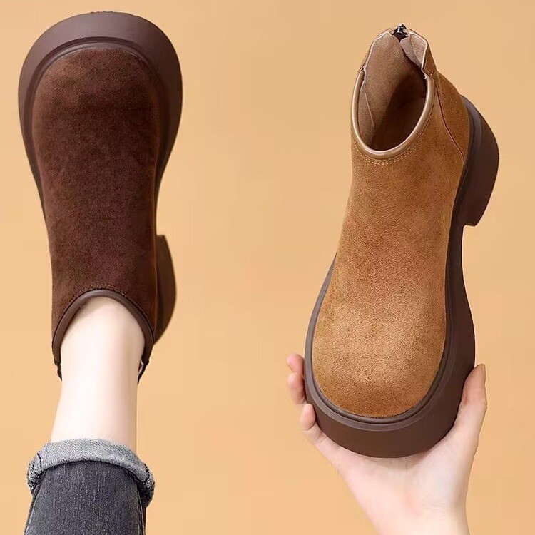 【品牌处理】yu纯色休闲风复古港风雪地靴可爱风棉靴圆头冬季168