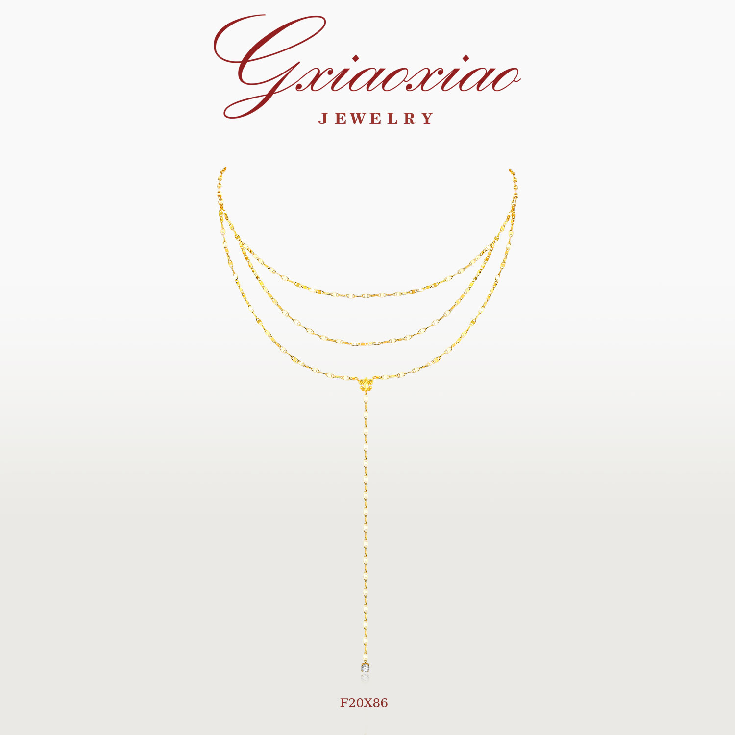 G XIAOXIAO 镀K金法式气质设计师款三层叠搭鸢尾花项链 F20X86