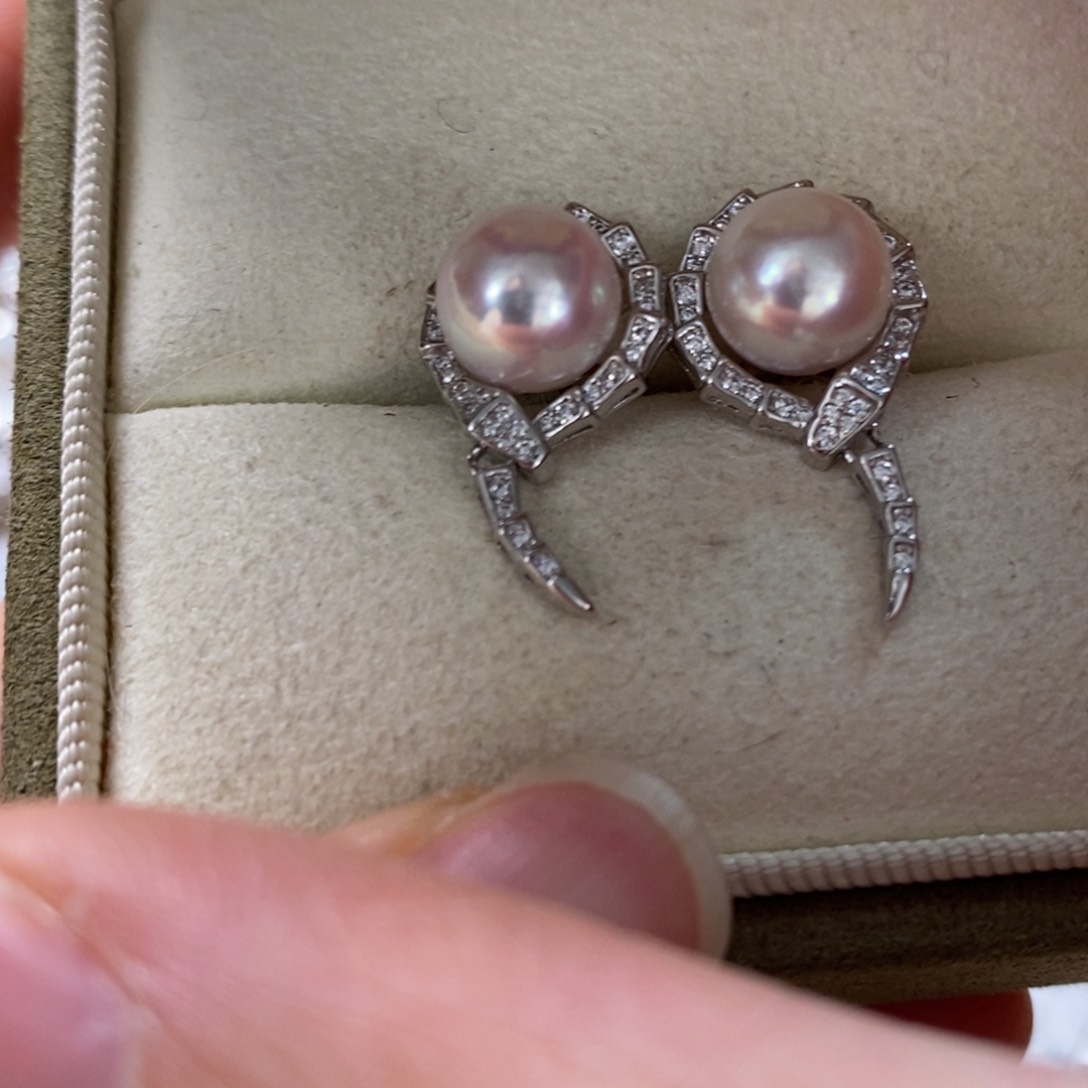 海水珍珠耳饰银S925镶嵌空****～