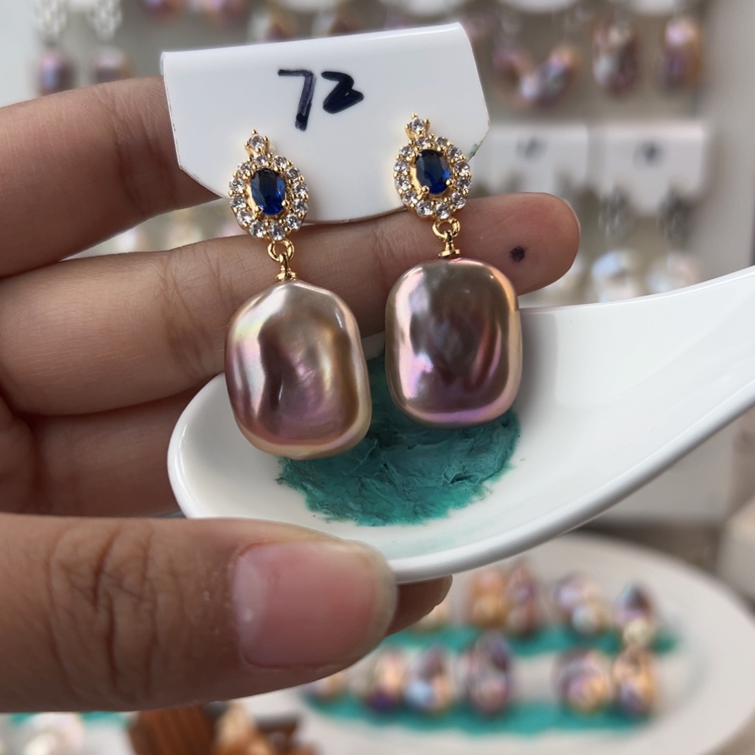 淡水珍珠耳饰银S925镶嵌