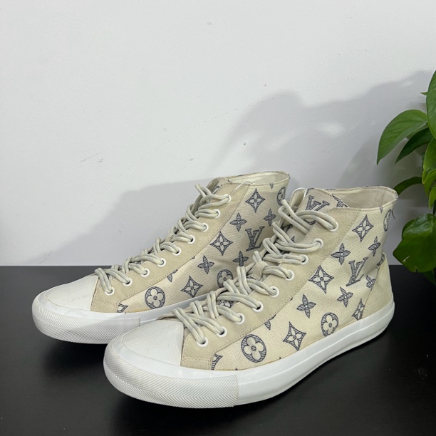 95新 LouisVuitton/路易威登 41欧码老花满印高帮板鞋