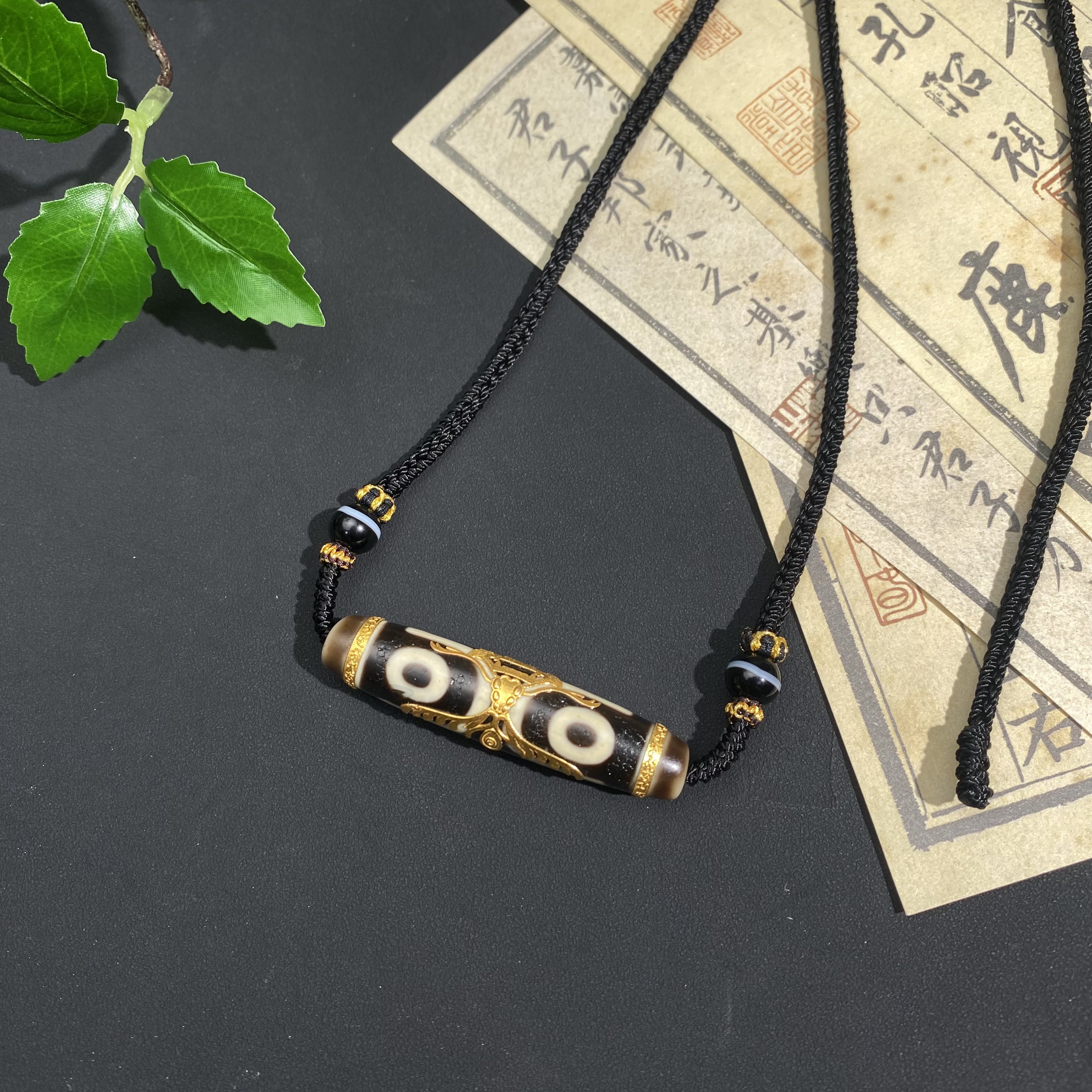 扶摇臻选|18k金镶大黑一代大鹏三y一线玛瑙吊坠