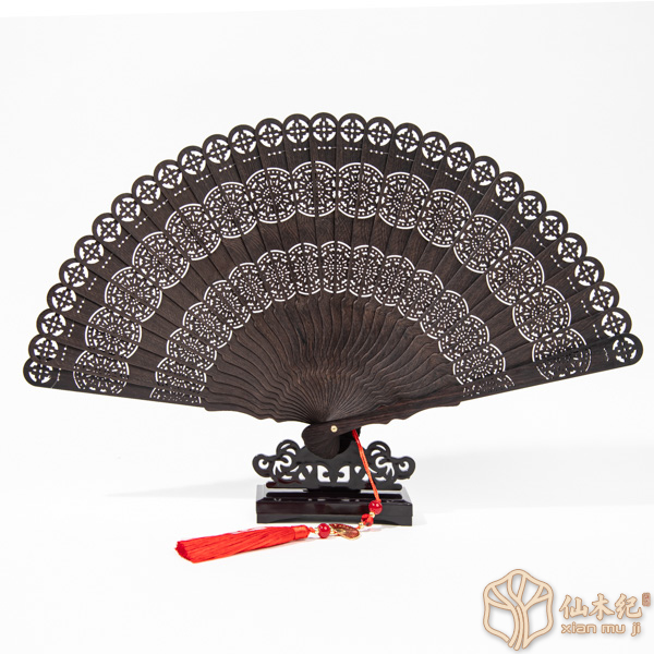 【紫檀】中国风紫光檀苏扇·天然檀木镂空工艺手工大折扇