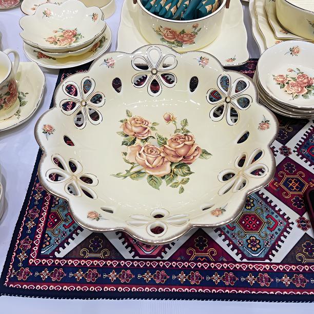 ［微瑕］高档陶瓷水果盘奢华家居客厅创意果盘结婚庆送礼家用点心盘