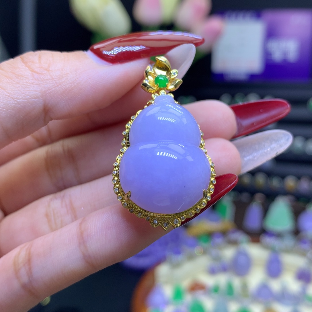 翡翠颈饰18K金镶嵌天然