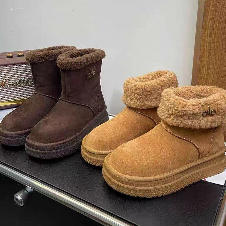 新款厚底加绒保暖可两穿女款冬季雪地靴