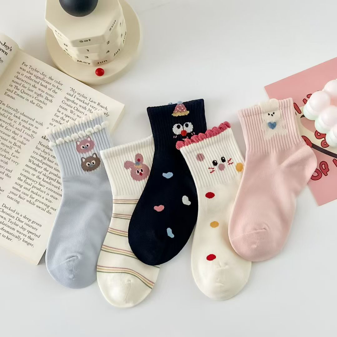 男女童纯棉精品袜学生棉袜秋冬抗起球透气舒适四季袜袜子中筒袜