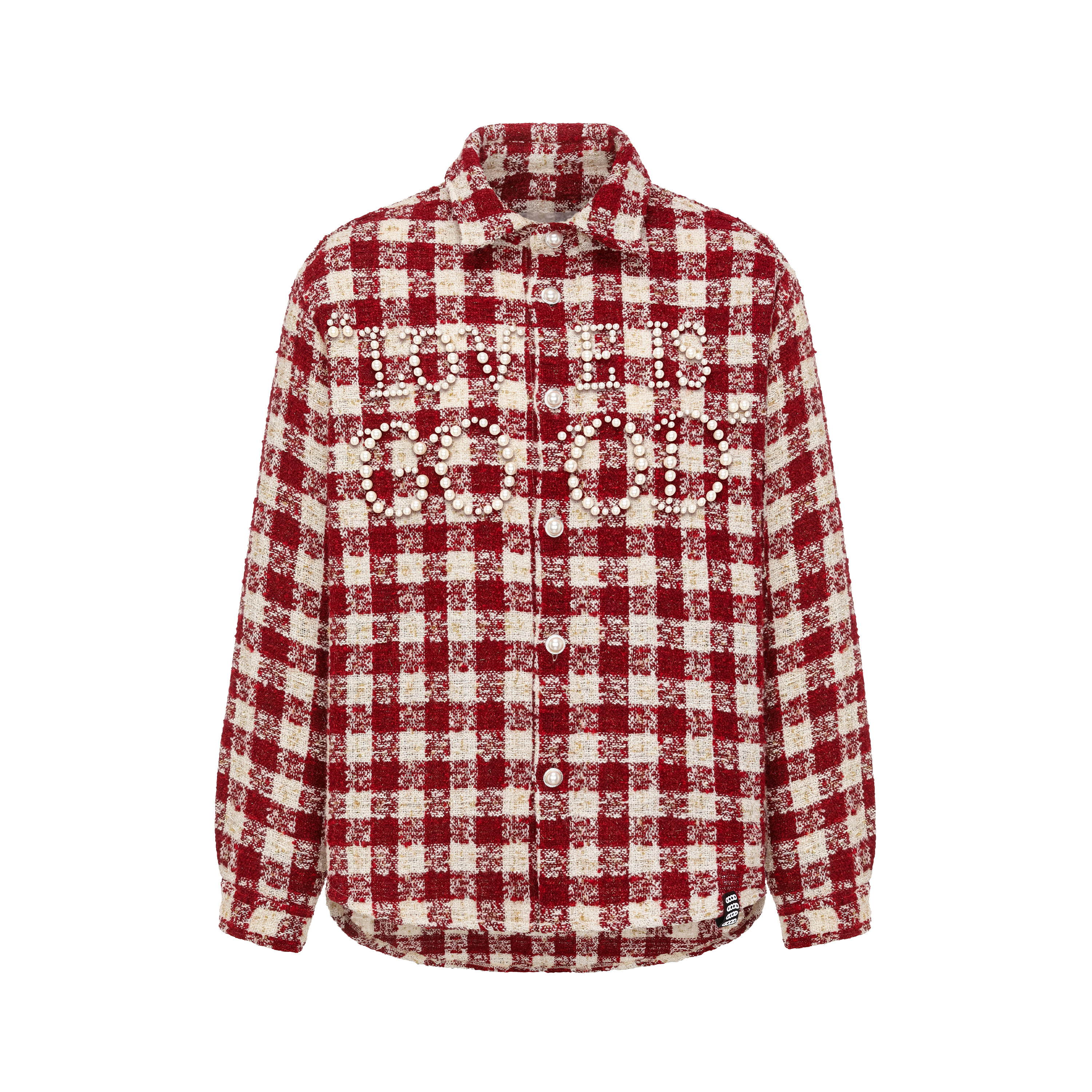 GB-GOODBRAND LOVE IS GOOD珍珠小香风哈尔格纹时尚高级长袖衬衫