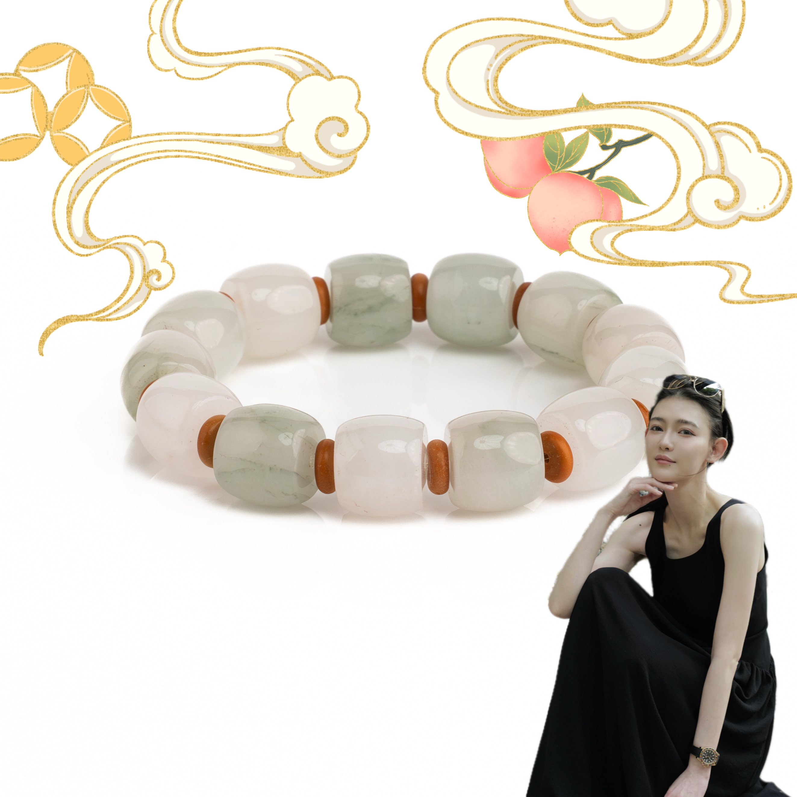 S019 十九岁生日礼 恒润天山翠老型手串（天然珠宝多样性发其一）