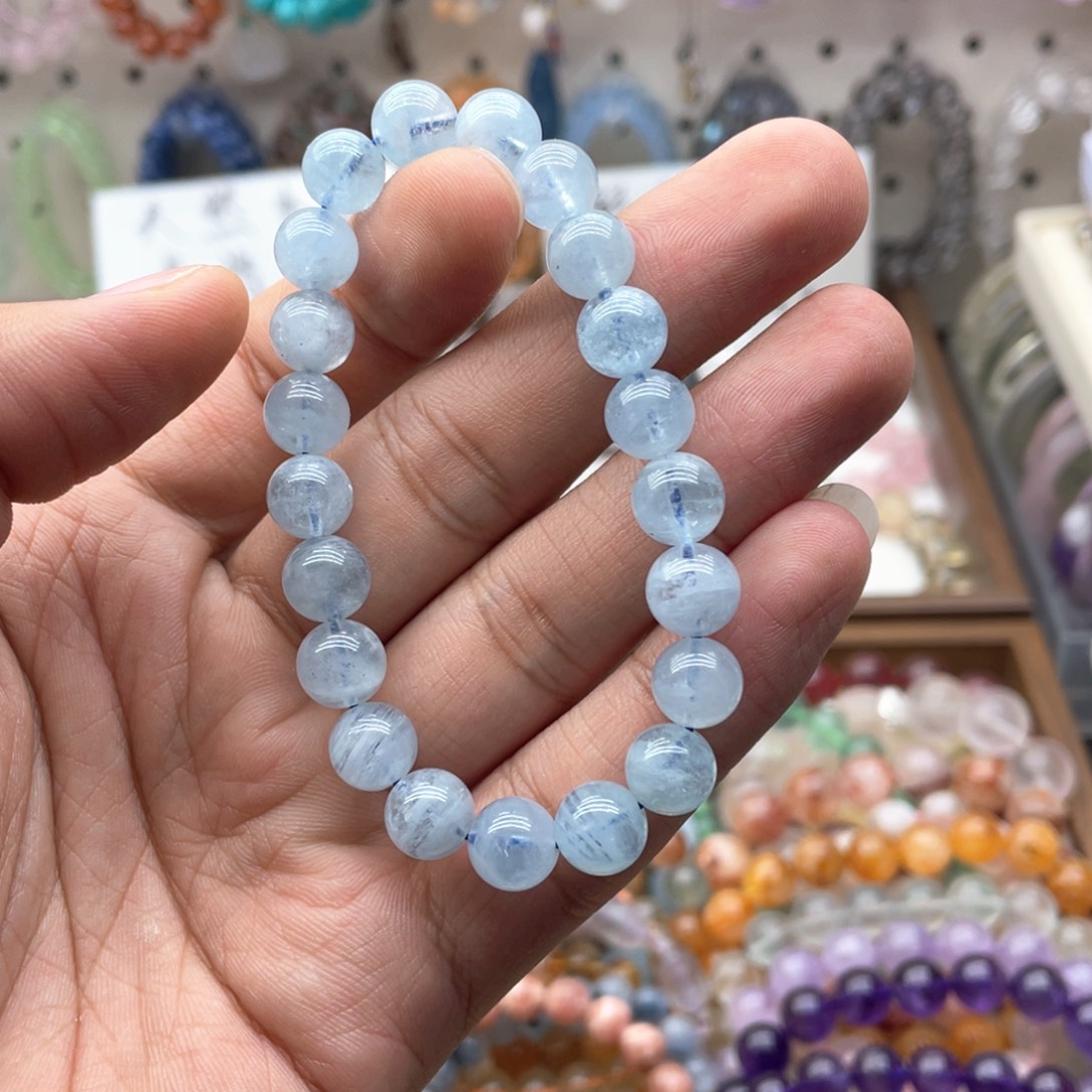 未镶嵌水晶手链9.4咪海蓝宝