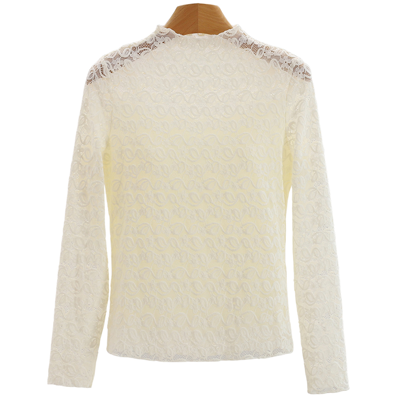 F6178-【璐】轻薄高领打底衫显瘦纯色内搭蕾丝衫女#ZBY58S005