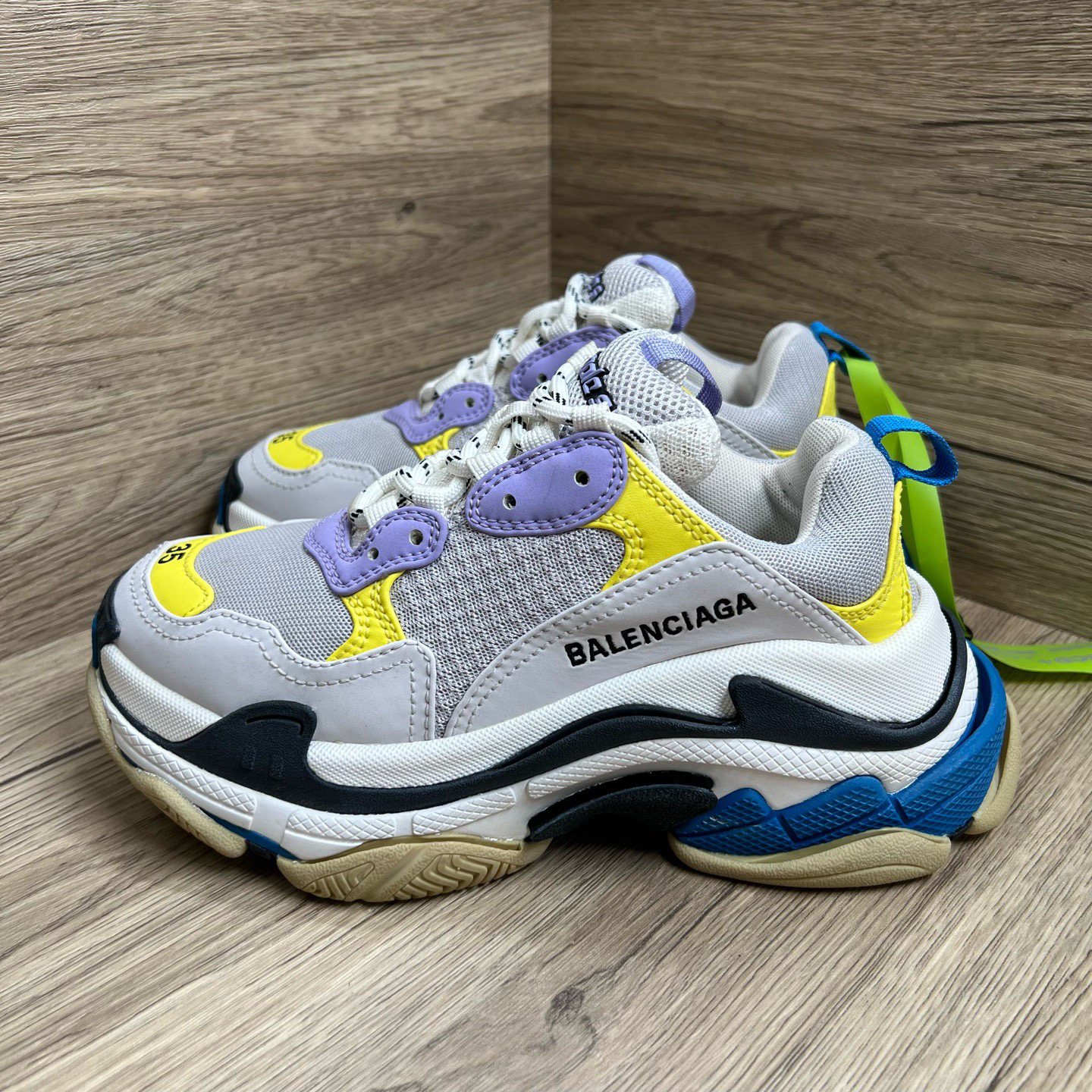 95新 Balenciaga/巴黎世家 Triple S 灰紫黄老爹鞋 35码/98新