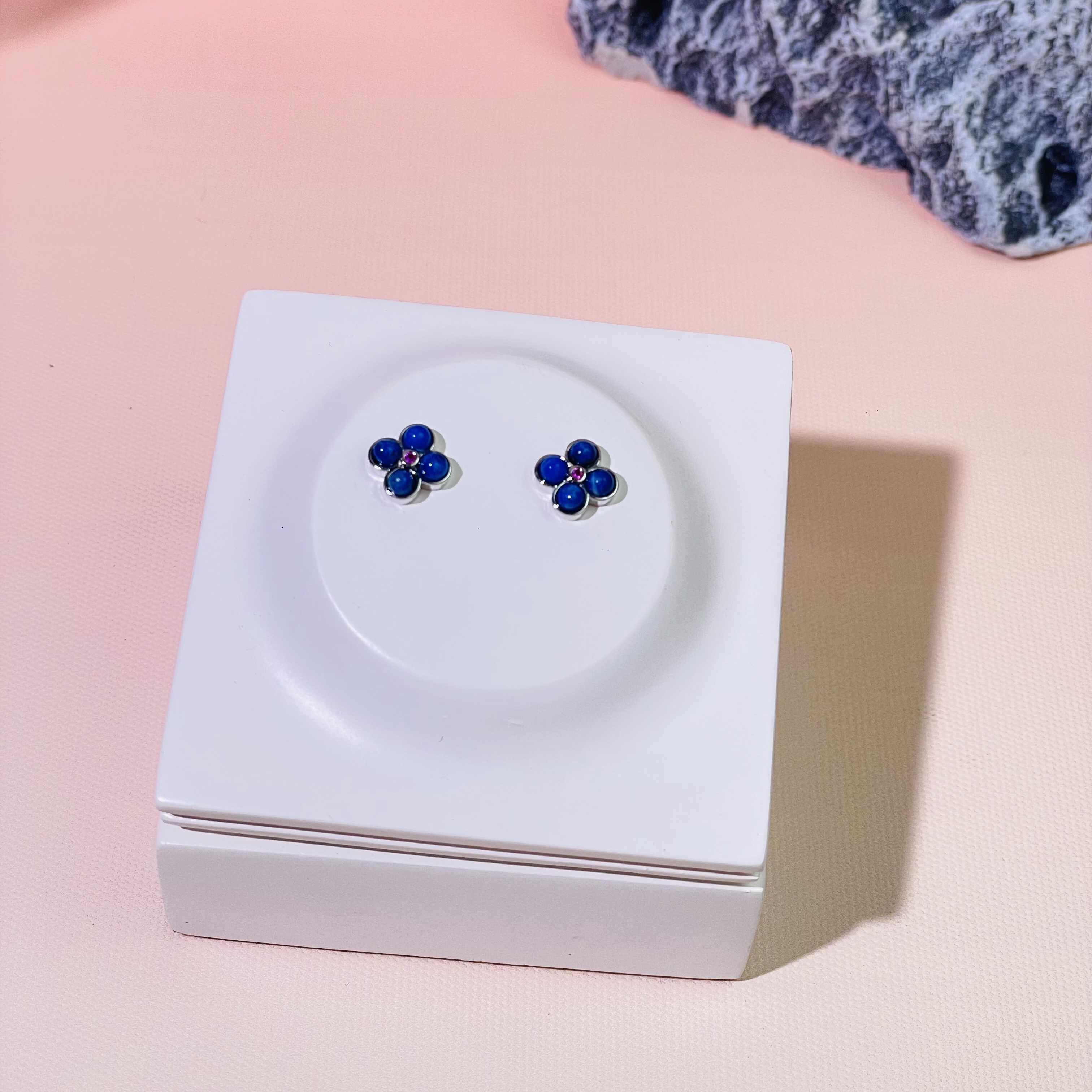 【1100 青安】青金石耳钉面小仙多样性发其一