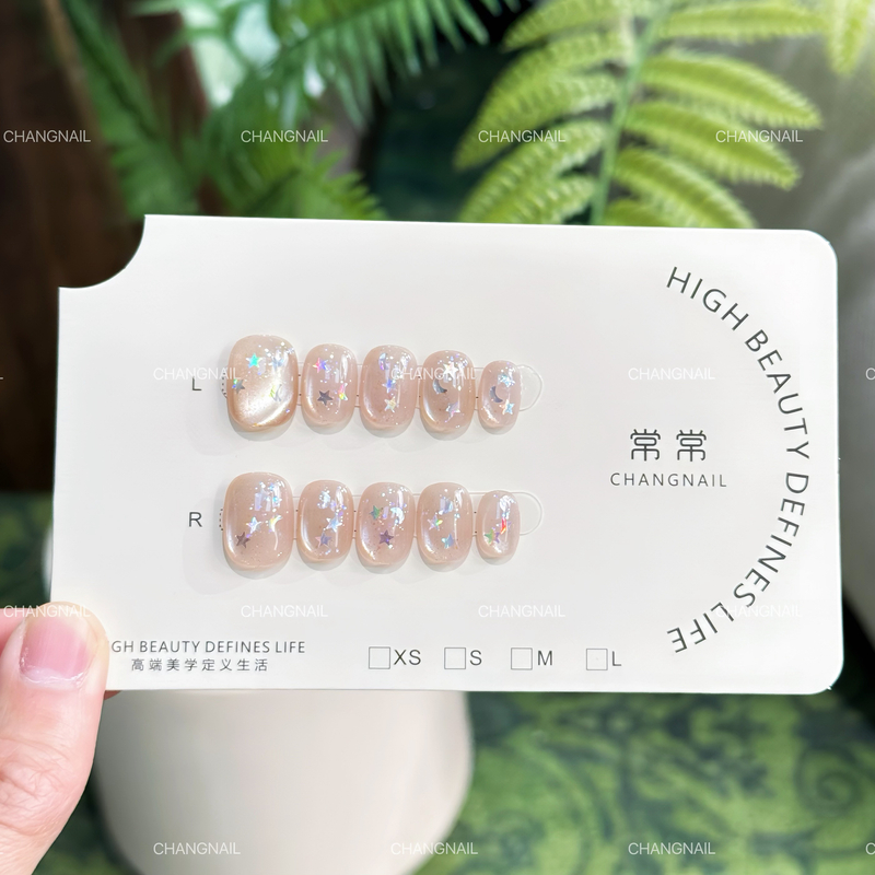 繁星漫天-The sky stars-纯手工穿戴甲裸色彩色星星月亮 10片装