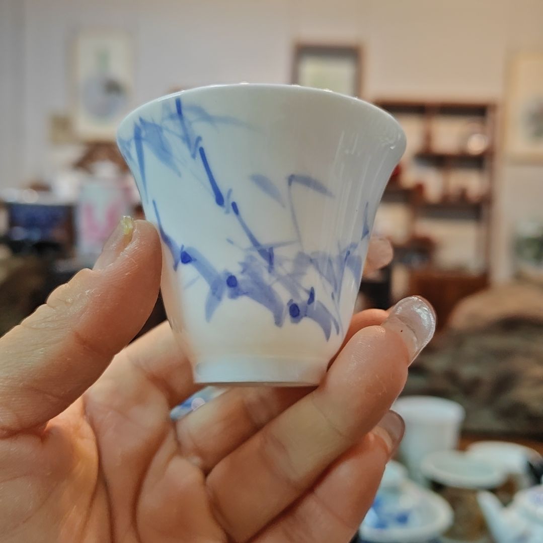 游**得景德镇手工手绘竹影主人杯