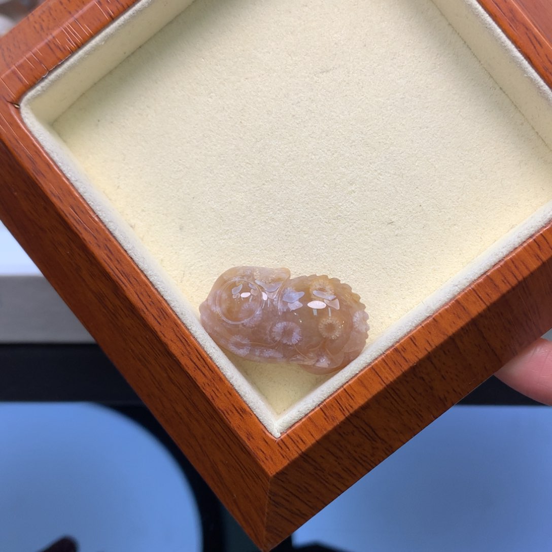 硅化珊瑚（珊瑚玉）颈饰未镶嵌原150蜥蜴