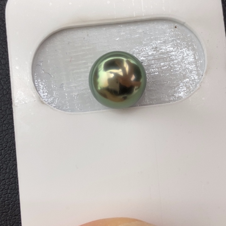 裸珠海水珍珠未镶嵌9-10mm大溪地极光孔雀绿