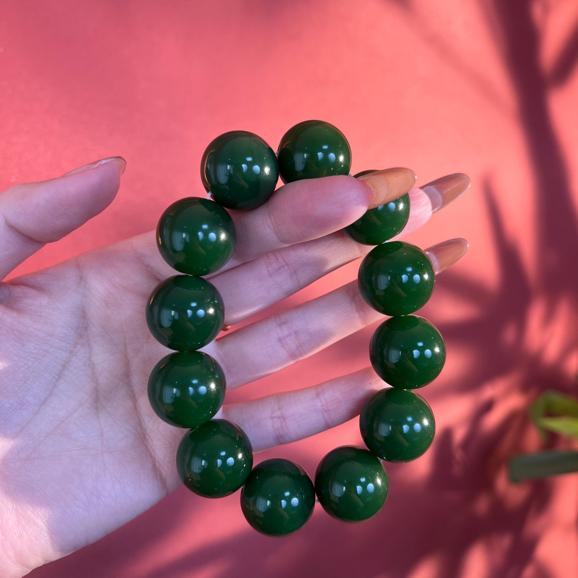 乌兰海碧玉 卡2.0圆形珠手串