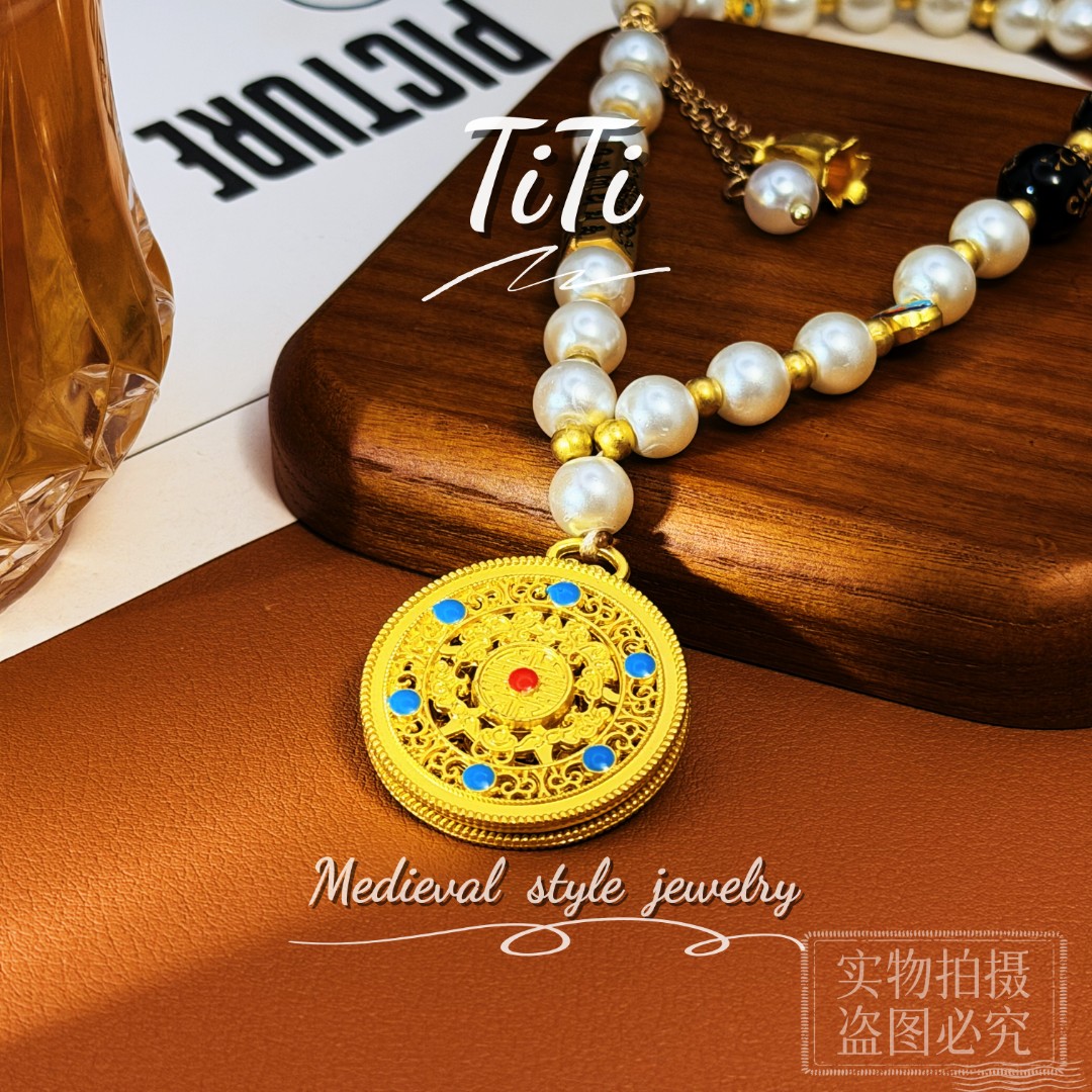 铜合金项链 HL018【TITI专属】新中式八宝罗盘吊坠项链