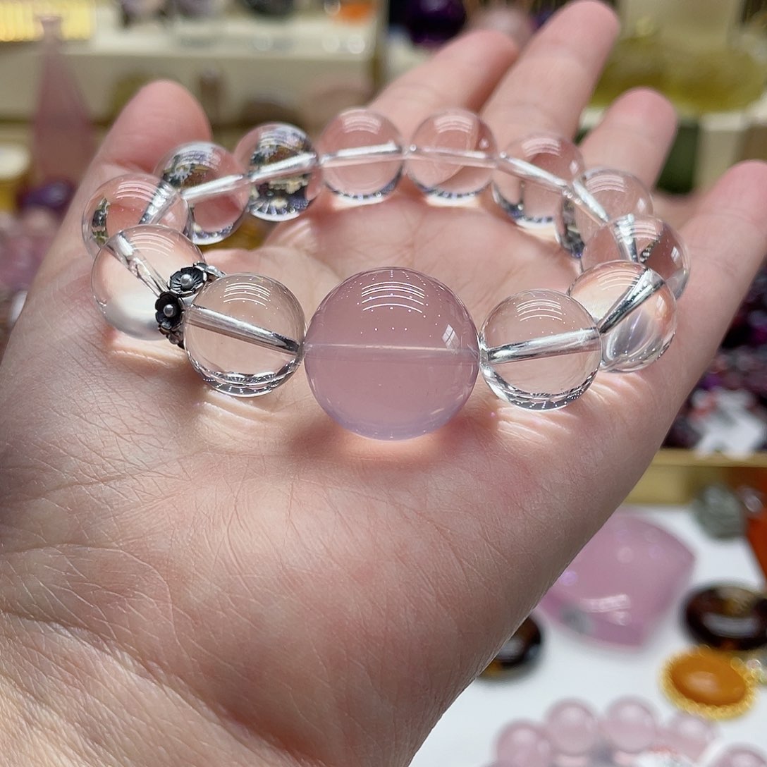 芙蓉石手链未镶嵌粉晶