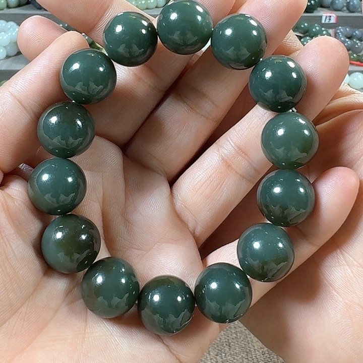 和田玉手链未镶嵌新疆且末蓝卡16