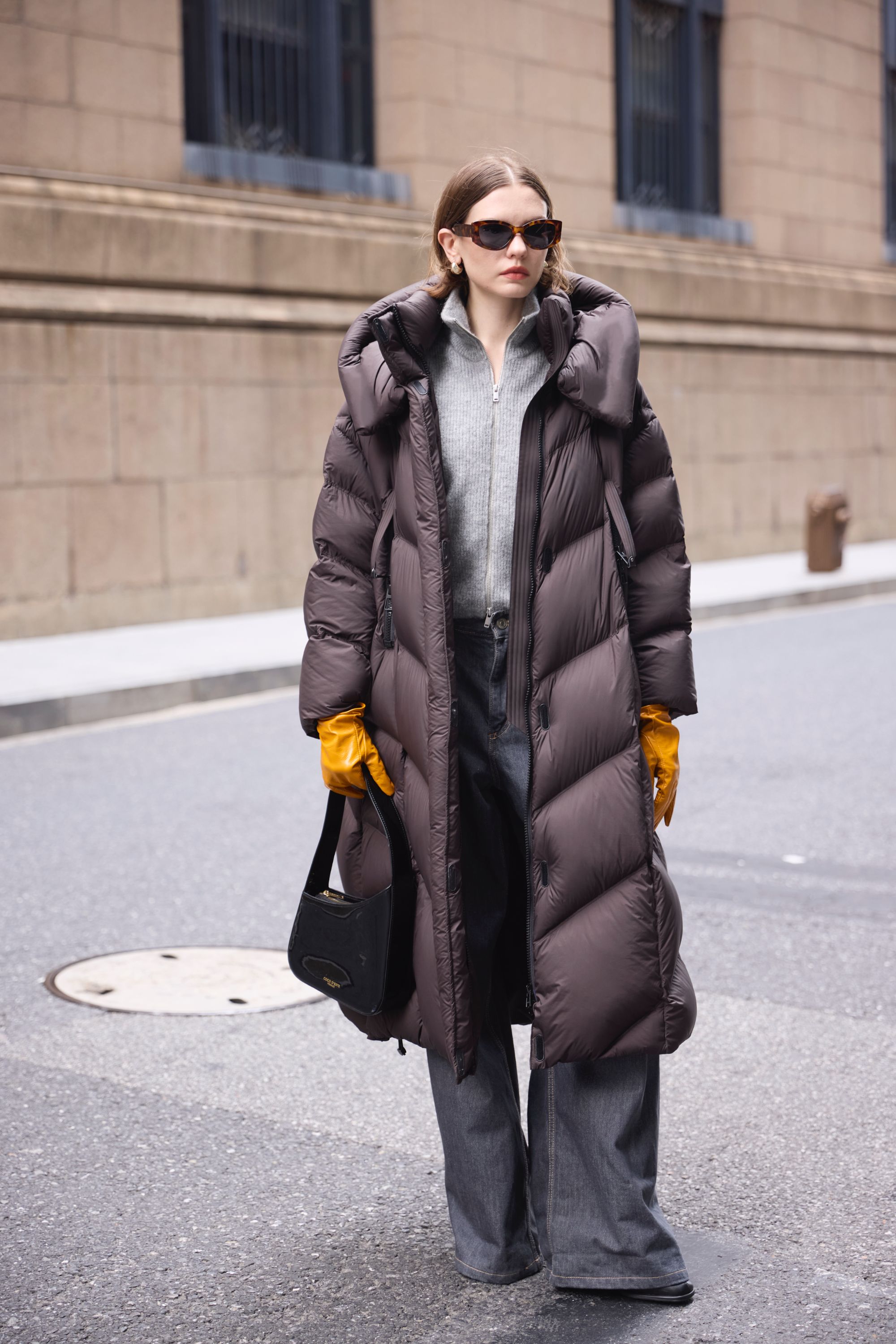 L·Y·S/露韵诗秀场风欧版大长款90白鸭绒羽绒服长款028