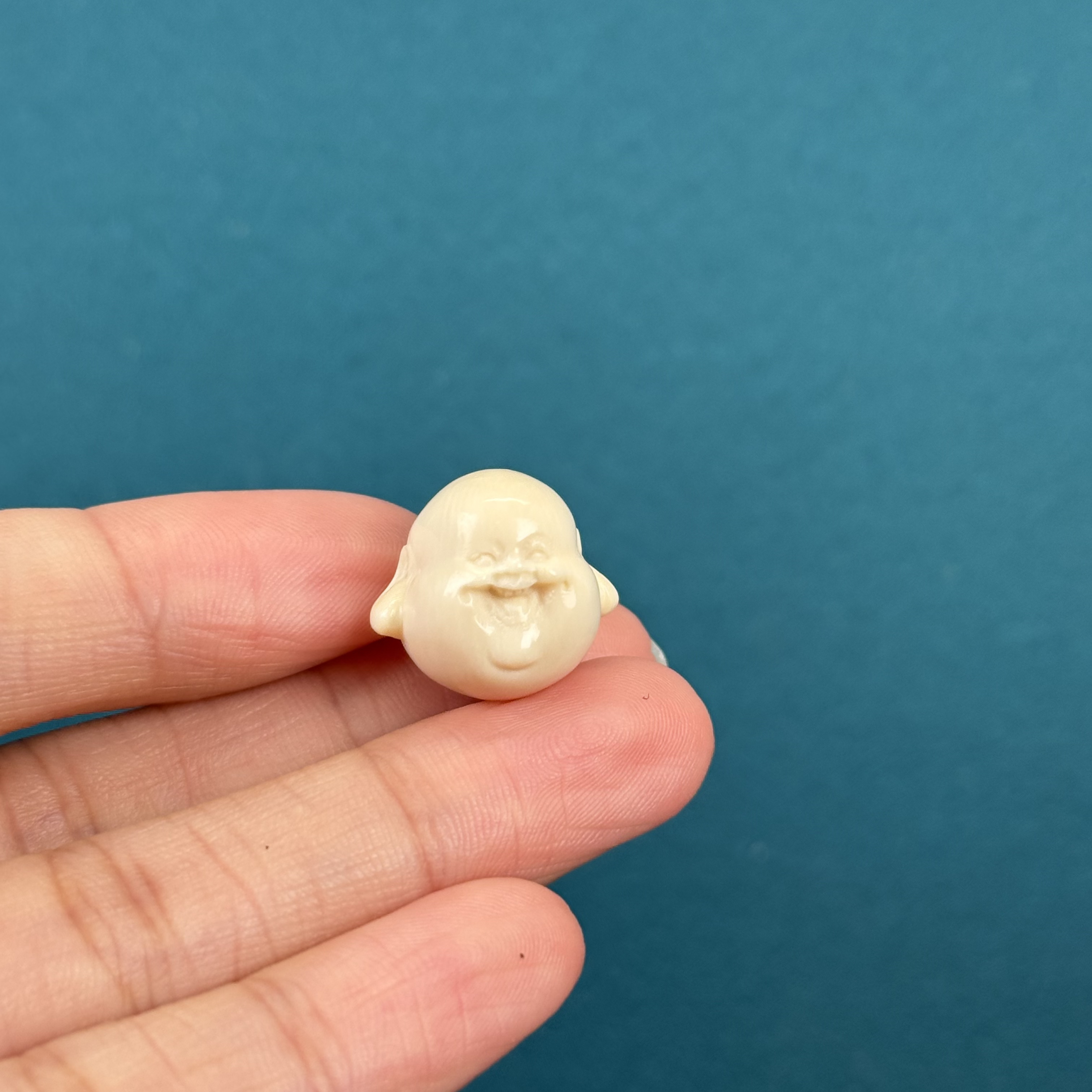 H28-62天然猛犸牙 弥勒佛头17*15.3mm支持复检假一罚十