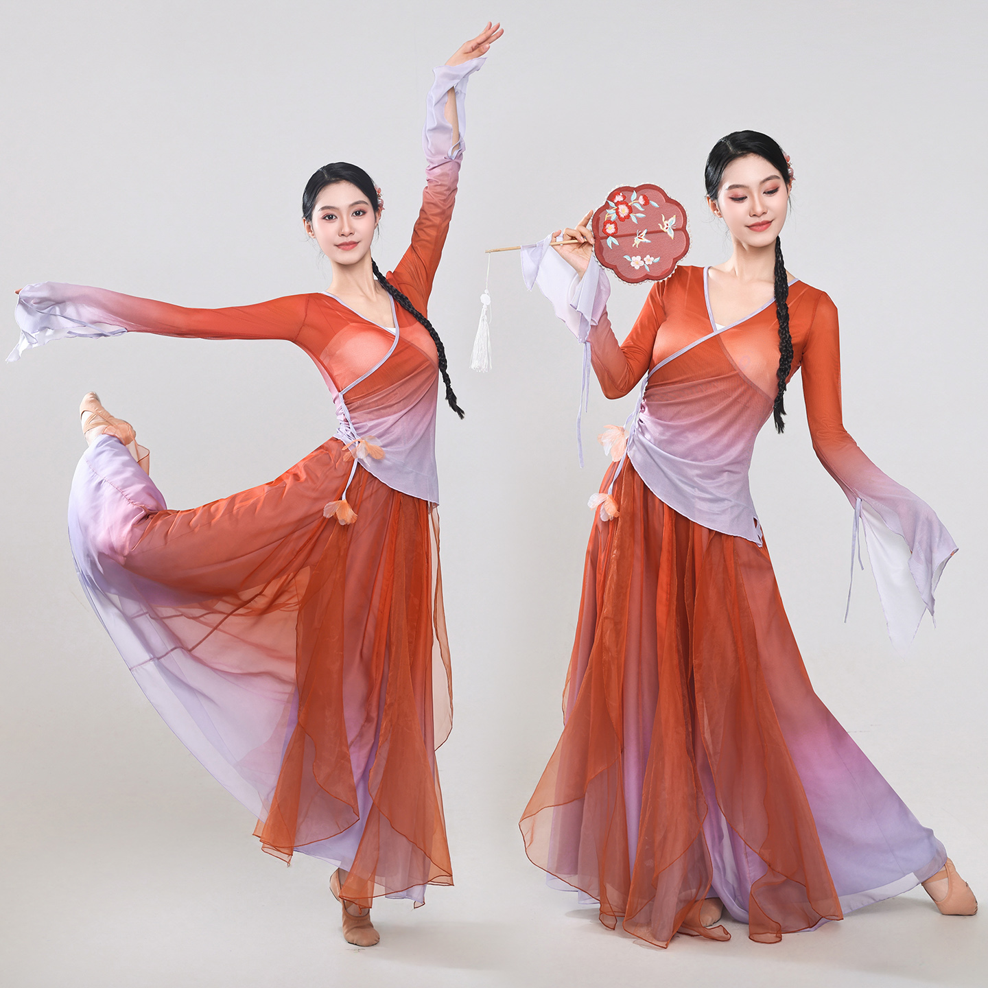 古典舞渐变蝴蝶身韵纱衣飘逸仙气练功演出服女款