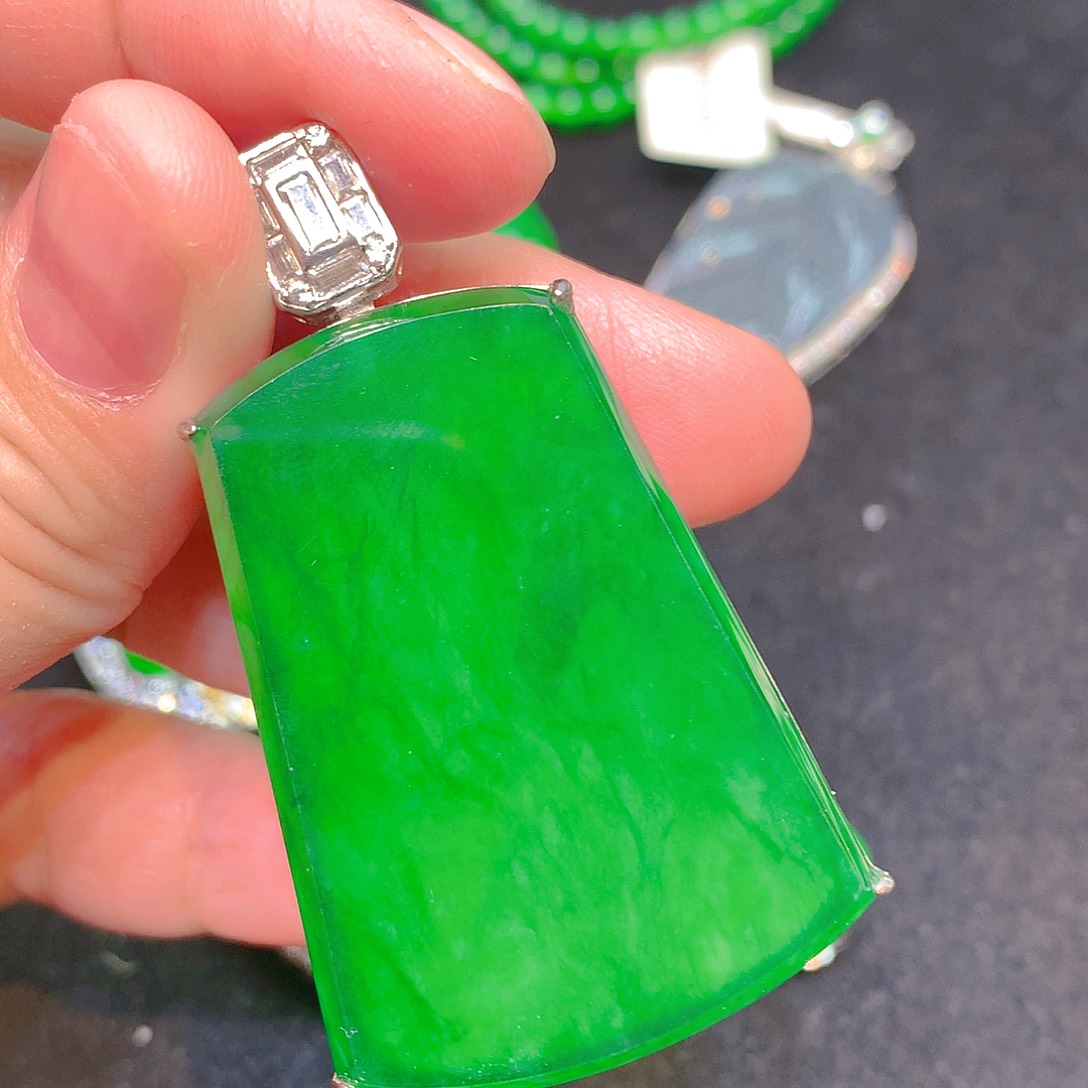 吊坠(不含链)银S925镶嵌翡翠翡翠