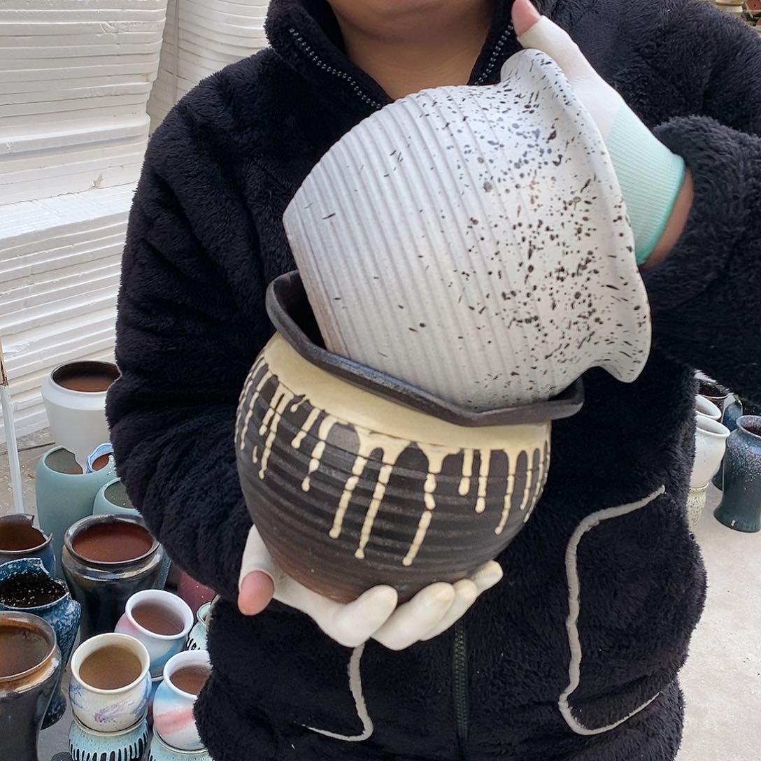 紫砂花盆瑕疵口20高16瑕疵