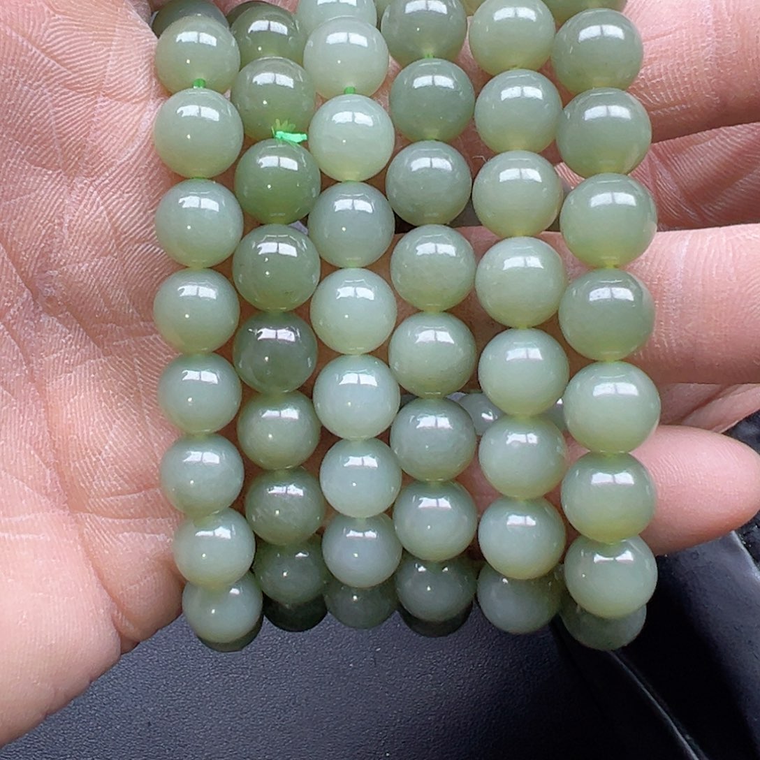 和田玉手串未镶嵌多样性拍一发一青黄口卡10