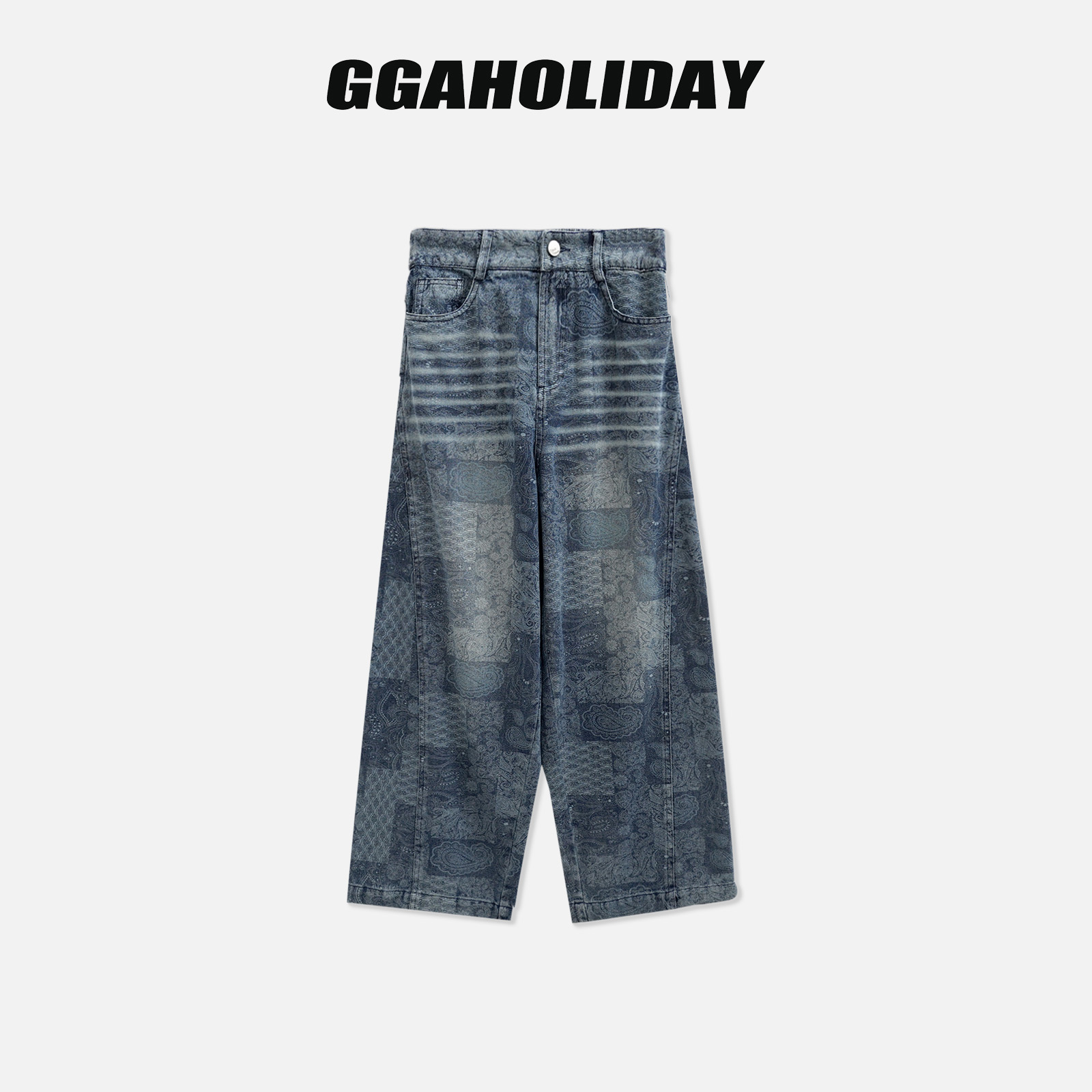 【上新】GGAHOLIDAY秋季时尚宽松百搭裤松紧腰阔腿牛仔长裤-153239